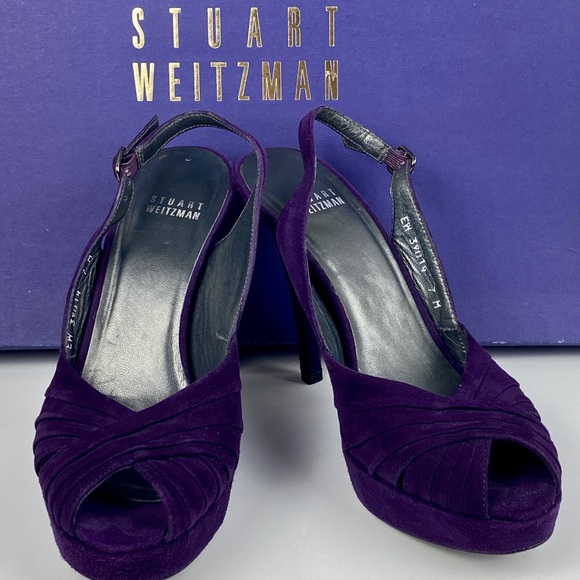 EUC STUART WEITZMAN SUEDE SLINGBACK HEELS - Picture 4 of 5